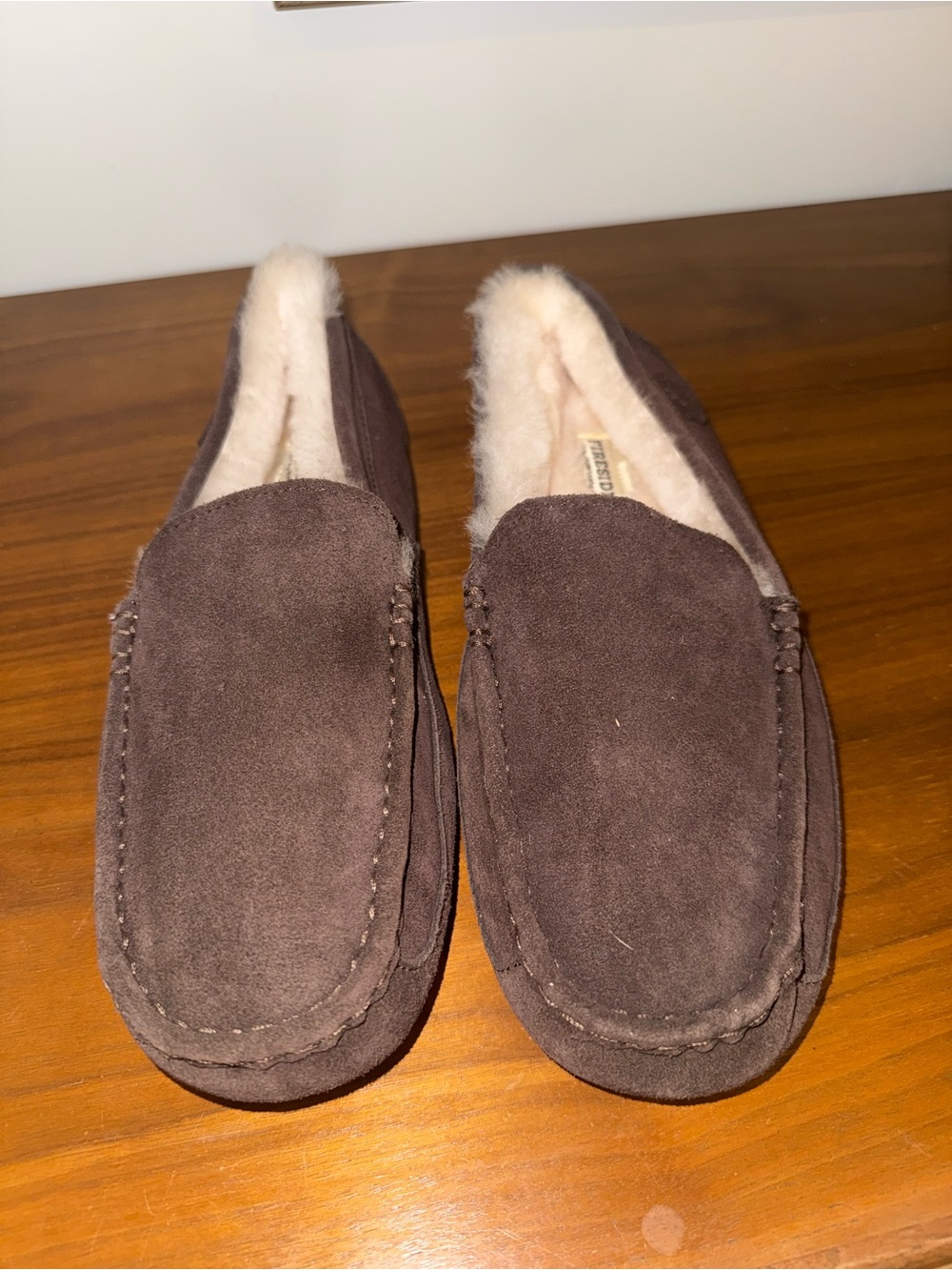 Men's Brown Suede Shearling-Lined Slip-On Loafers by